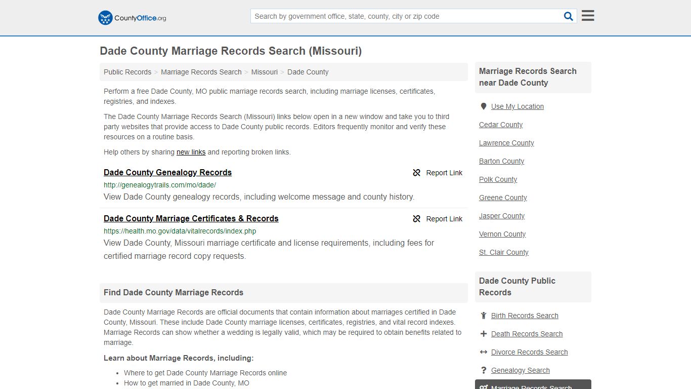 Marriage Records Search - Dade County, MO (Marriage ...